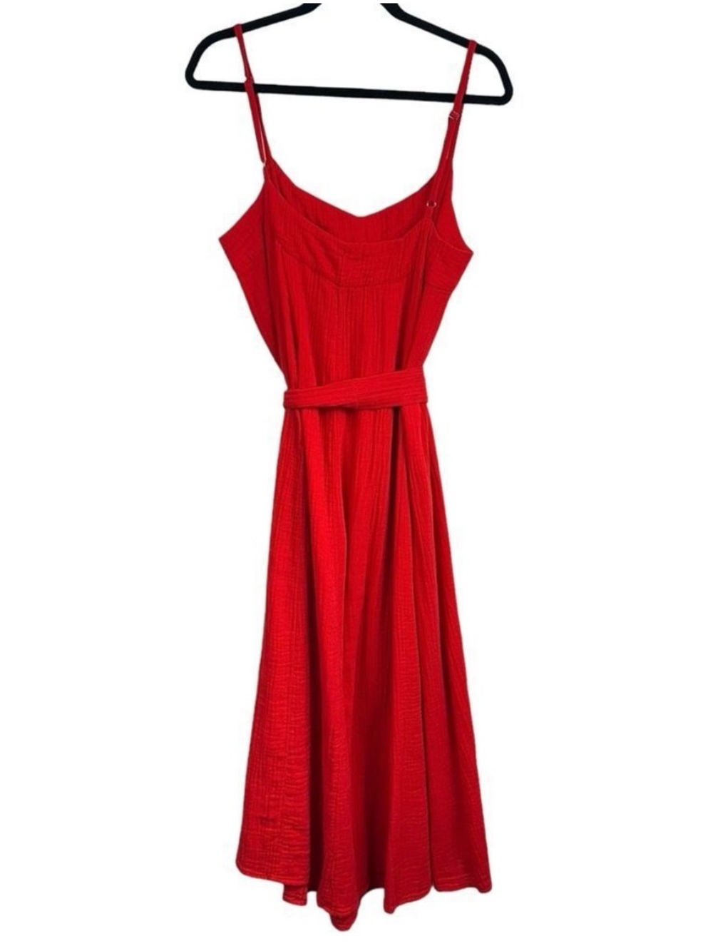 Mara Hoffman Swim Red Organic Cotton Gauzy Belted Cover Up Dress, XL - Picture 2 of 10